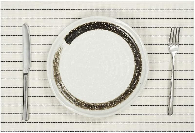 Black and White Striped Placemats Hotel Restaurant PVC Plate Mat Table Insulation Mat Home Decoration Mat(D)