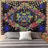 KHKJ Astrologie Sun Moon Bergamotte Wandteppich Wandbehang Hexerei Dekoration Schlafzimmer Celestial Psychedelic TapestryFabric A13 150x130cm