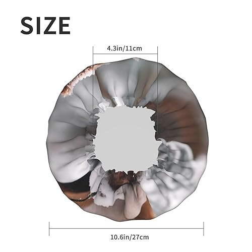 Miniatura 6 de Winter Snow Dog Shower Cap Reusable Double Layered Bath Cap Waterproof Hair Cap with Elastic Band Bathing Hat Spa Salon Shower Hat for Women Men