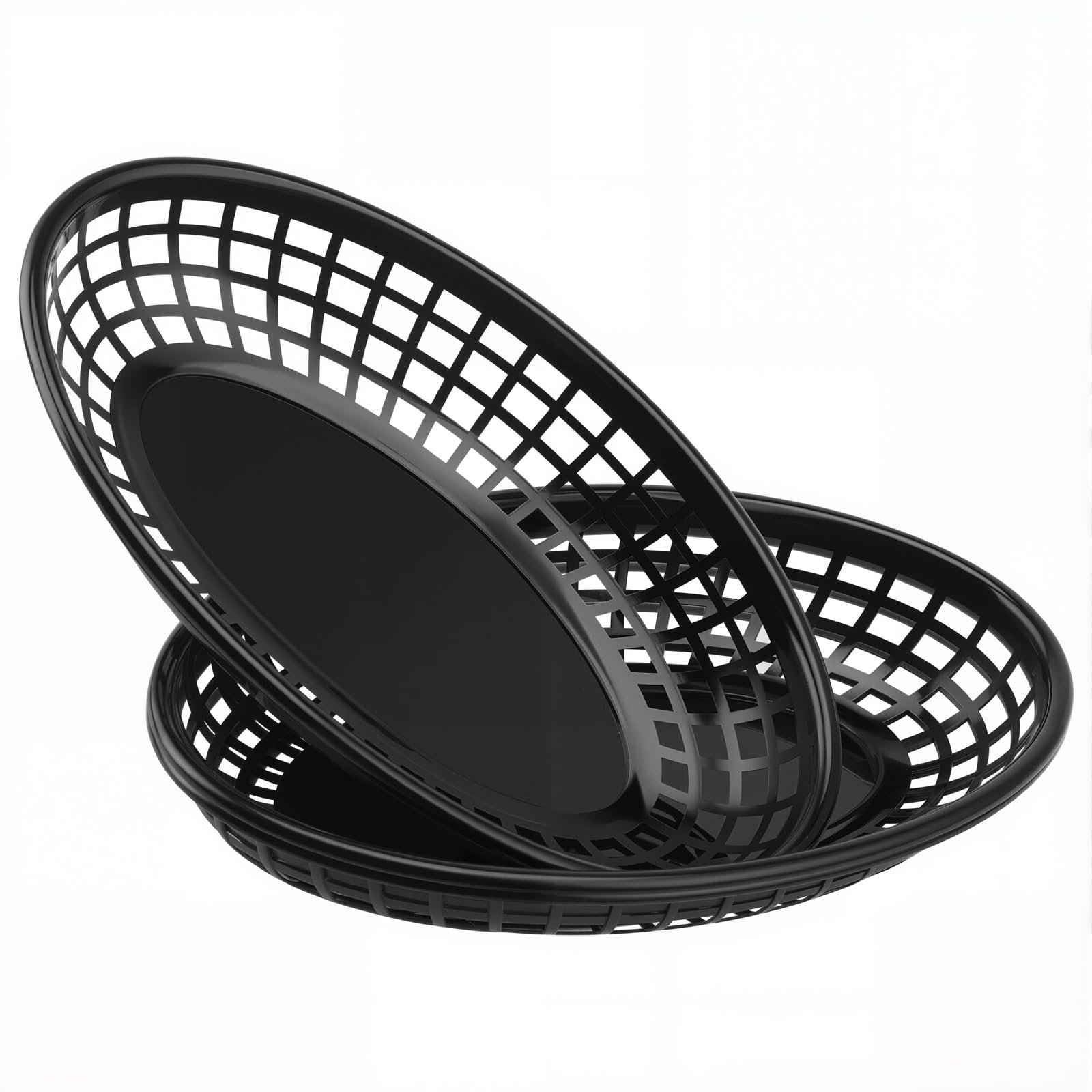 JAPCHET Lot de 50 paniers de service ovales en plastique pour hamburgers, sandwichs, frites - 24 x 15,5 x 4,7 cm
