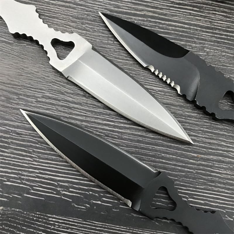 Tragbares Messer mit Fester Klinge aus 440c-Stahl - Campingmesser mit Kydex-Scheide und Messerclip (Schwarze Vollklinge)