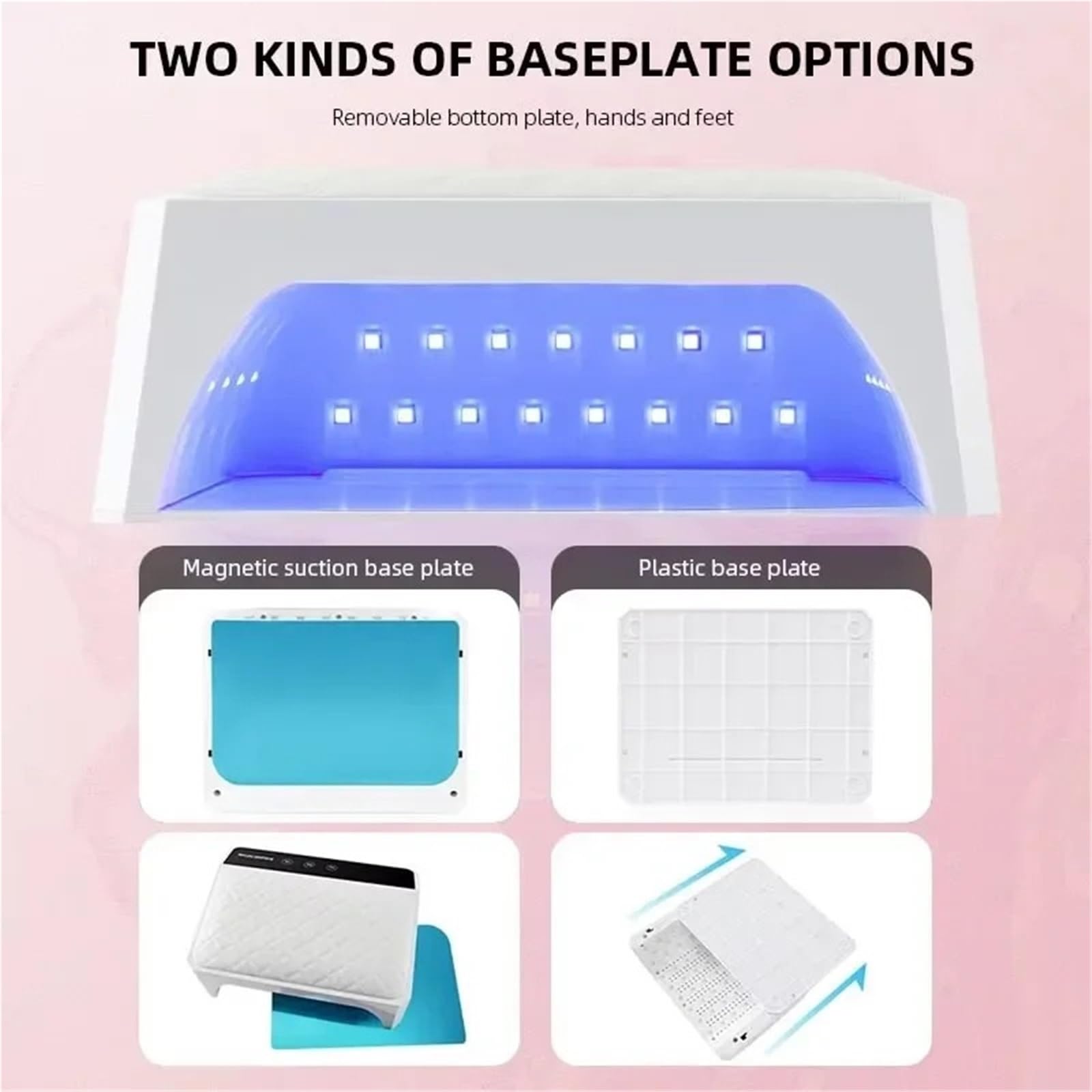 Lampara de uñas Lámpara de uñas UV LED de 178 W con almohadilla for las manos, diseño extra grande for dos manos, secador de uñas recargable.(Bianco)