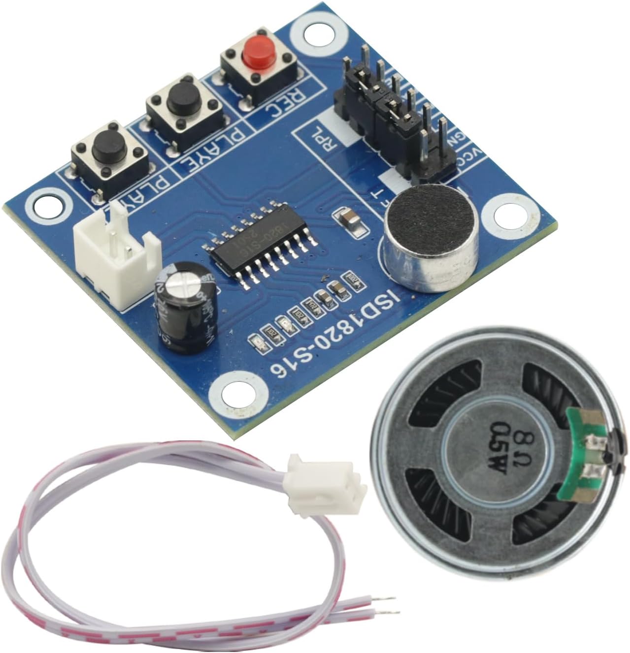 2Pcs Sound Module Voice Recording Recorder Module with Mic Sound Audio Loudspeaker Microphones