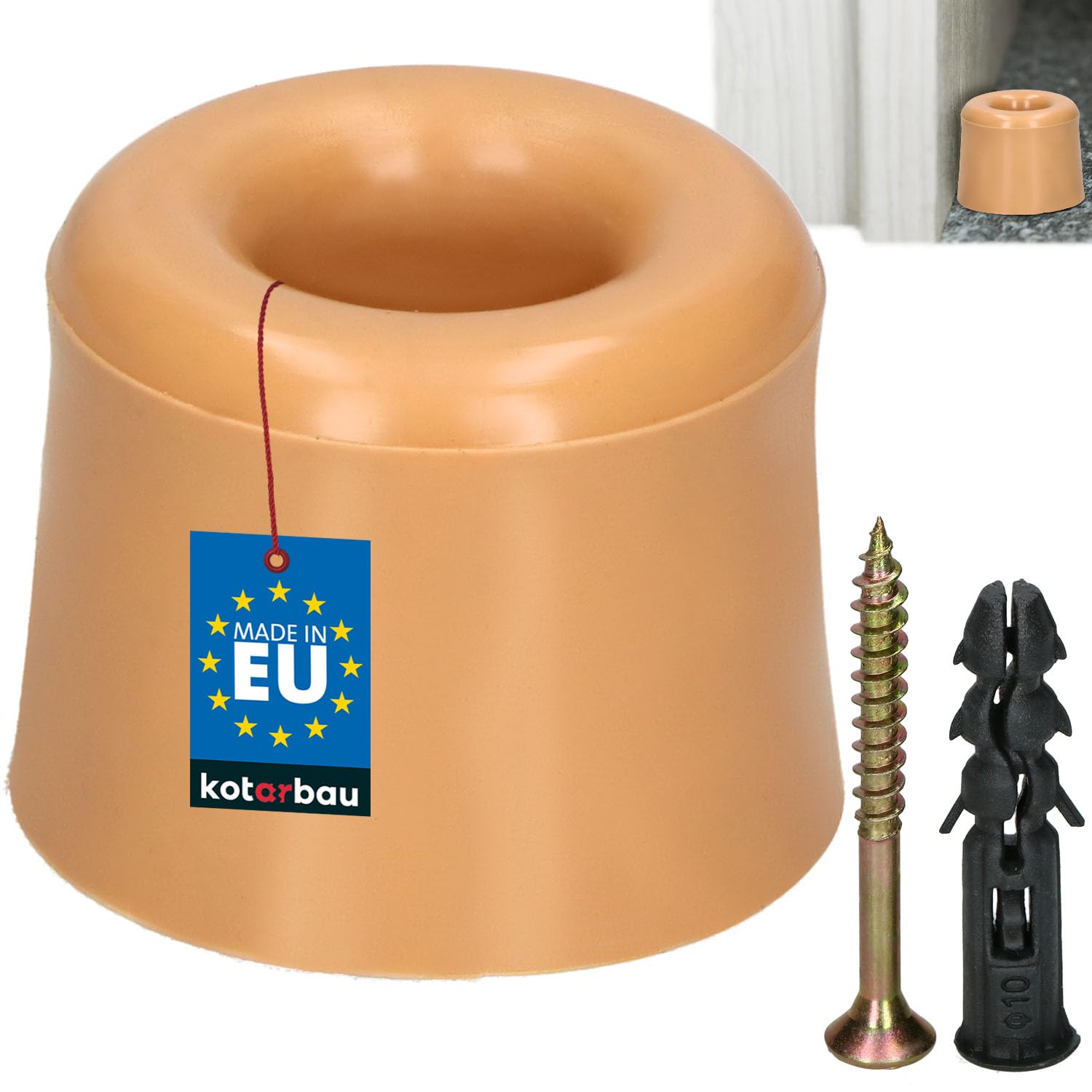 KOTARBAU Door Stopper Floor for Screwing - Beige - 27 mm - Floor Door Stopper - Floor Mounting - Door Stopper - Rubber