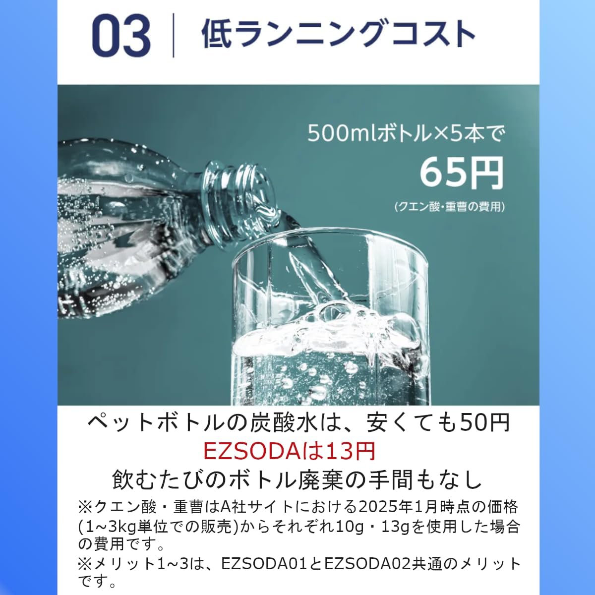 EZSODA Soda EZSODA02 Soda Maker that Makes Delicious Carbonated Water with Citric Acid and Baking Soda