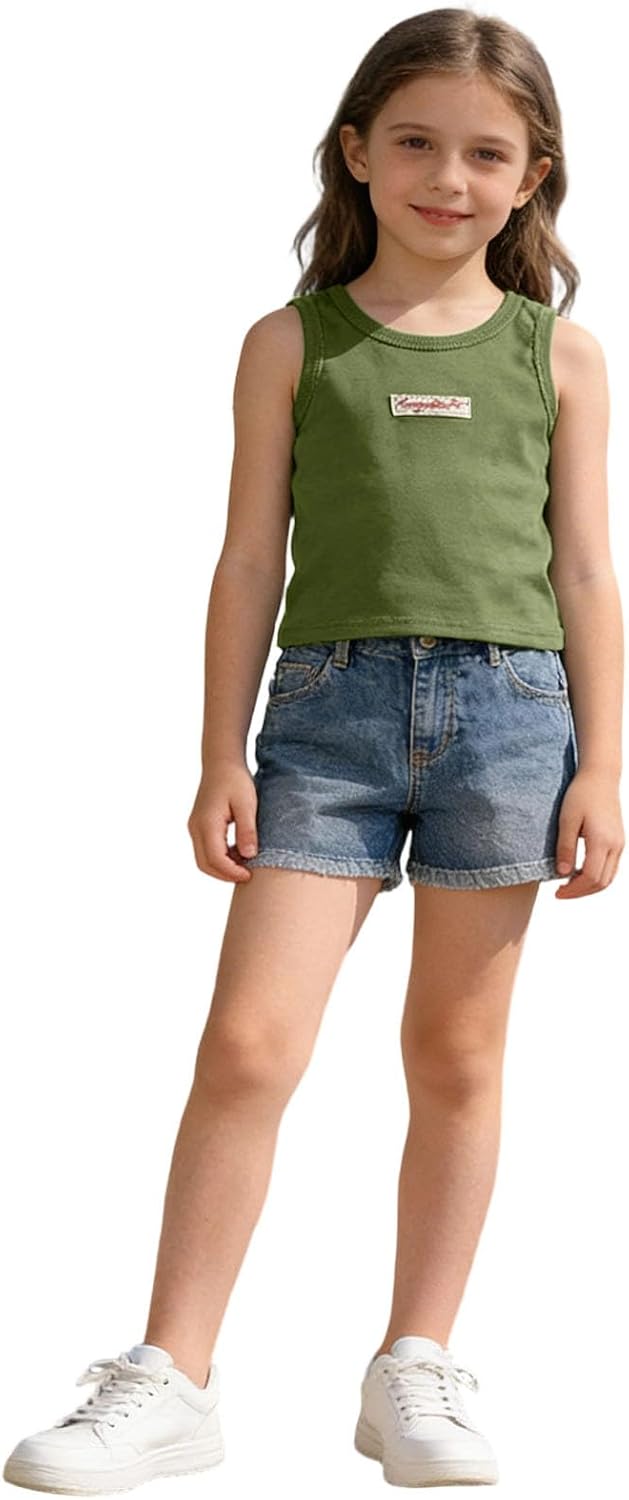 Baby Toddler Girl Tank Tops Sleeveless Cotton Undershirt Kids Cute Solid Color Shirt Casual Loose Fit Tee