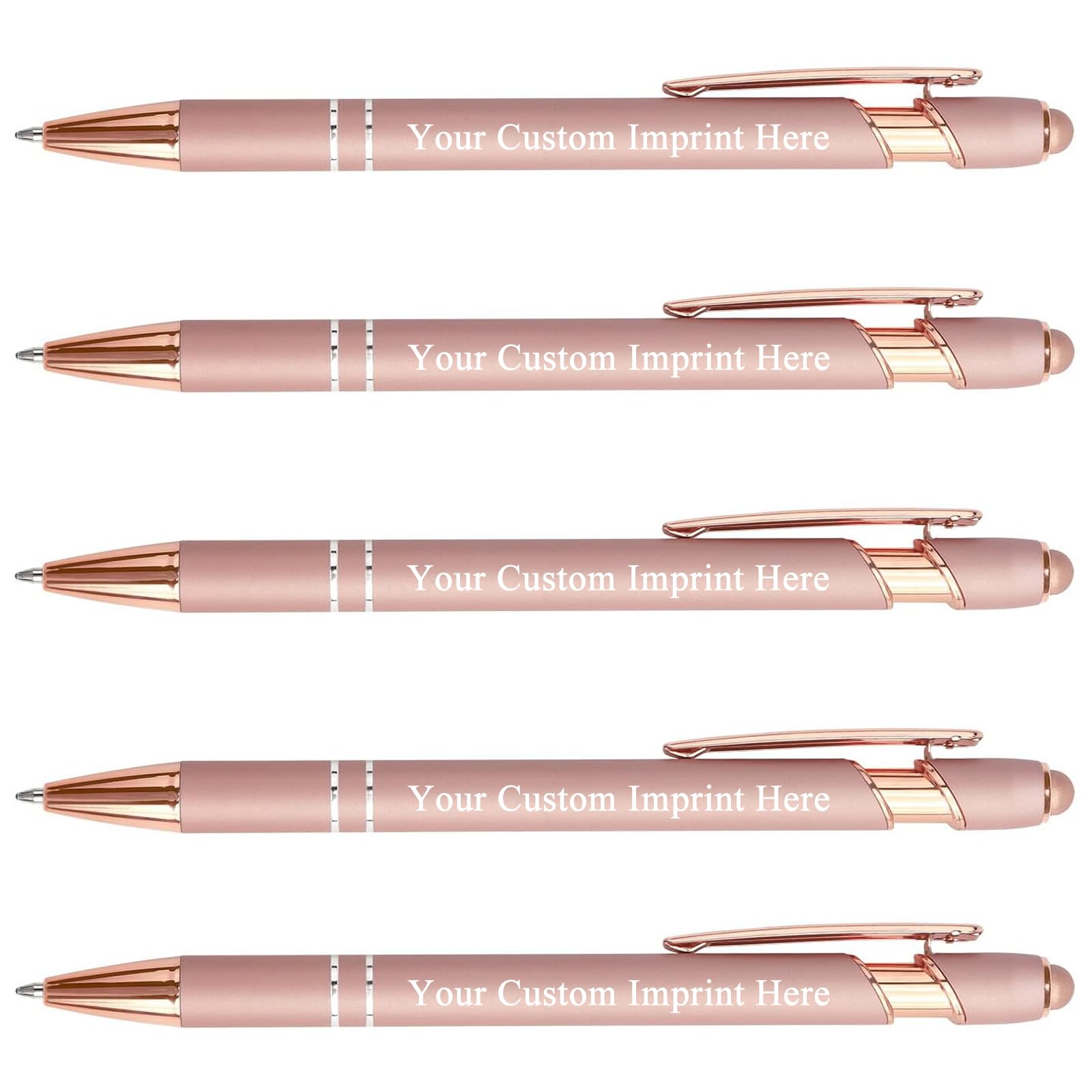 Schivity - Personalized Pens with Stylus - Custom Metallic Printed Name Pens with Black Ink - Business Advertising- Imprinted with Logo or Message (12