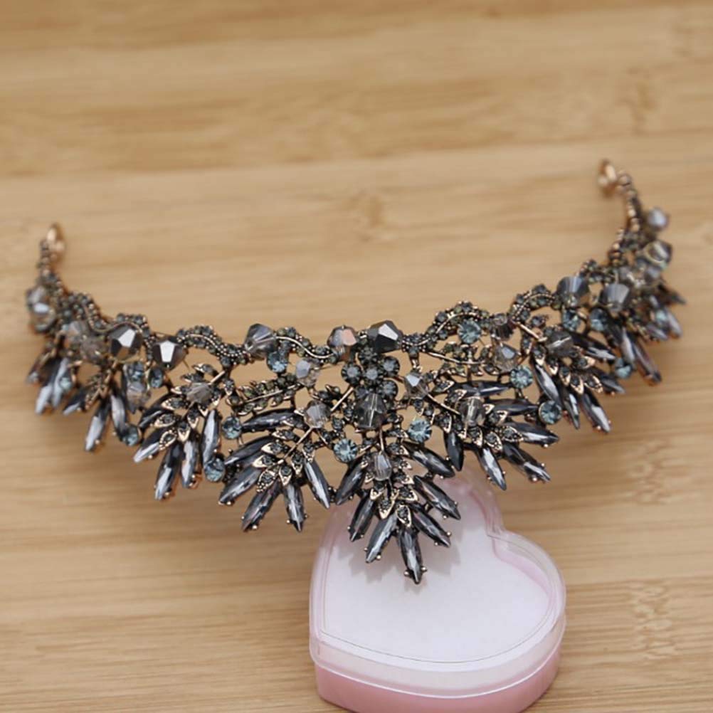 DJFOG 2 Couronnes Baroques Noires - Élégance Vintage avec Strass