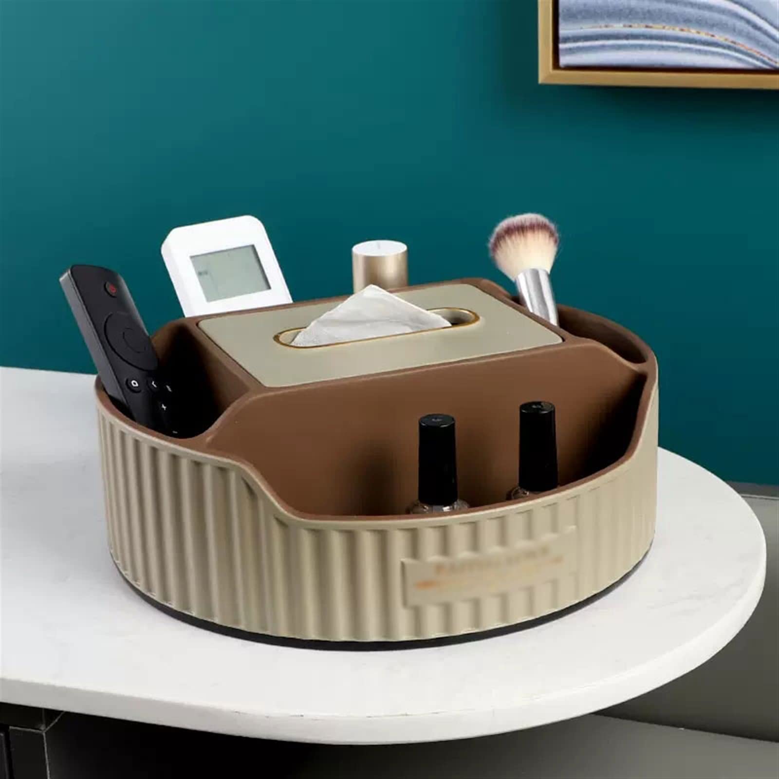 Portafazzoletti Multifunzionale Porta fazzoletti Porta fazzoletti moderno rotondo multi-spazio Scatola porta fazzoletti Soggiorno Camera da letto Ufficio Decorazione desktop Coperchio scatola fazzolet