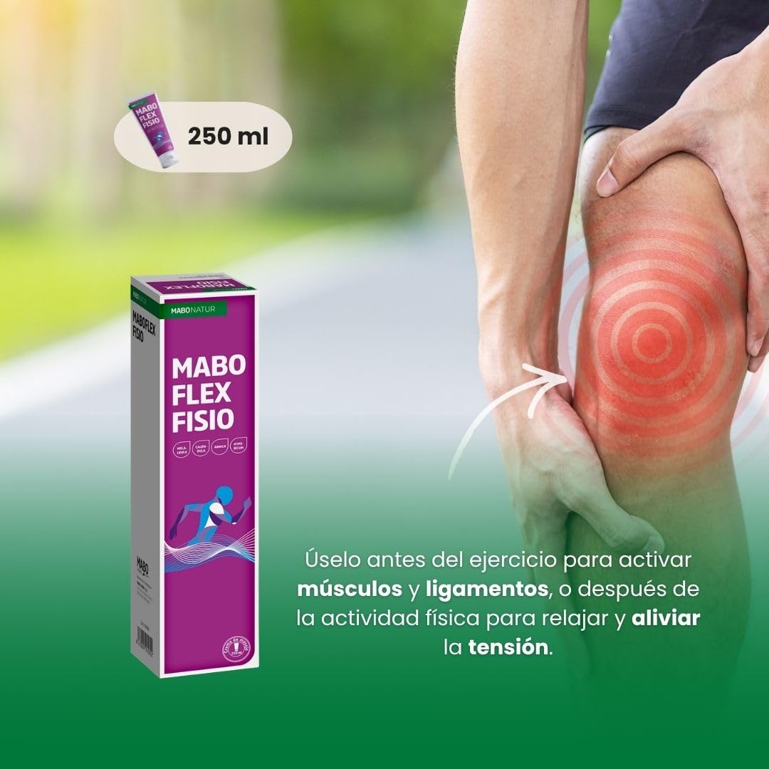 MABO Flex Fisio 250 ml - Crema de Masaje para Alivio de Dolores Musculares y Articulaciones Arnica Caléndula Mentol Hypericum Colágeno