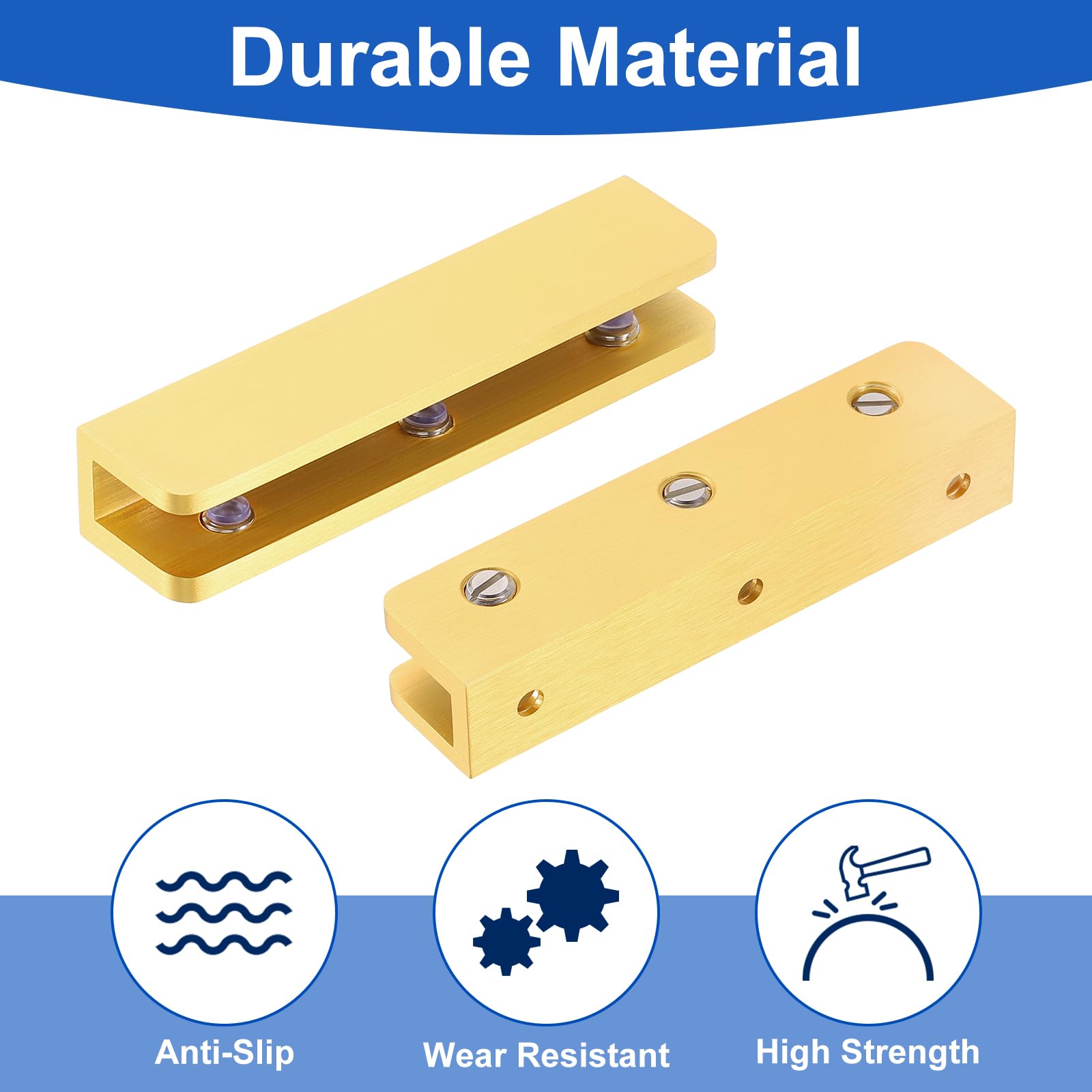 QUARKZMAN 8Pcs Soporte Para Estante De Vidrio, Soporte Ajustable De Latón Sólido Para Estante De Vidrio, Soporte Para Estante De Vidrio De Pared Para Vidrio De 8-10mm (0.31"-0.39"), Dorado