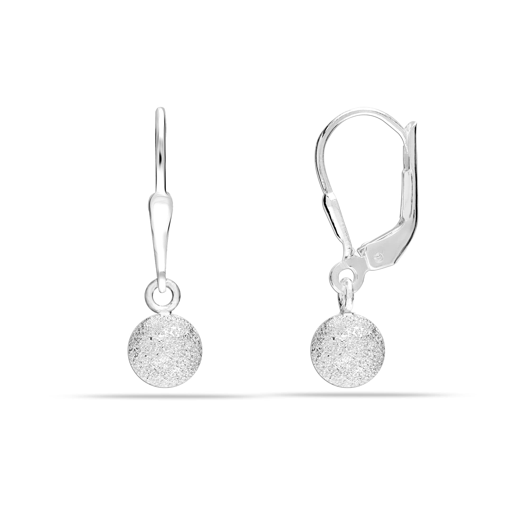lecalla 925 Sterling Silver BIS Hallmarked Dangle Laser Cut Textured Ball Drop Leverback Earrings for Women and Girls-picture-10