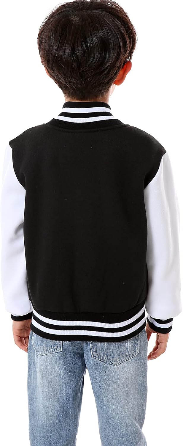 Kids Baseball Jackets Boys Girls Fit Varsity Jacket Casual Lightweight Plain Button Cardigan School Coat - Image 5