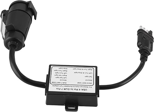 Keenso Conector de enchufe de remolque, convertidor de luz del conector de remolque EE.UU. 4 Pin a EUR 7 Pin Adaptador Stop Brake Separating