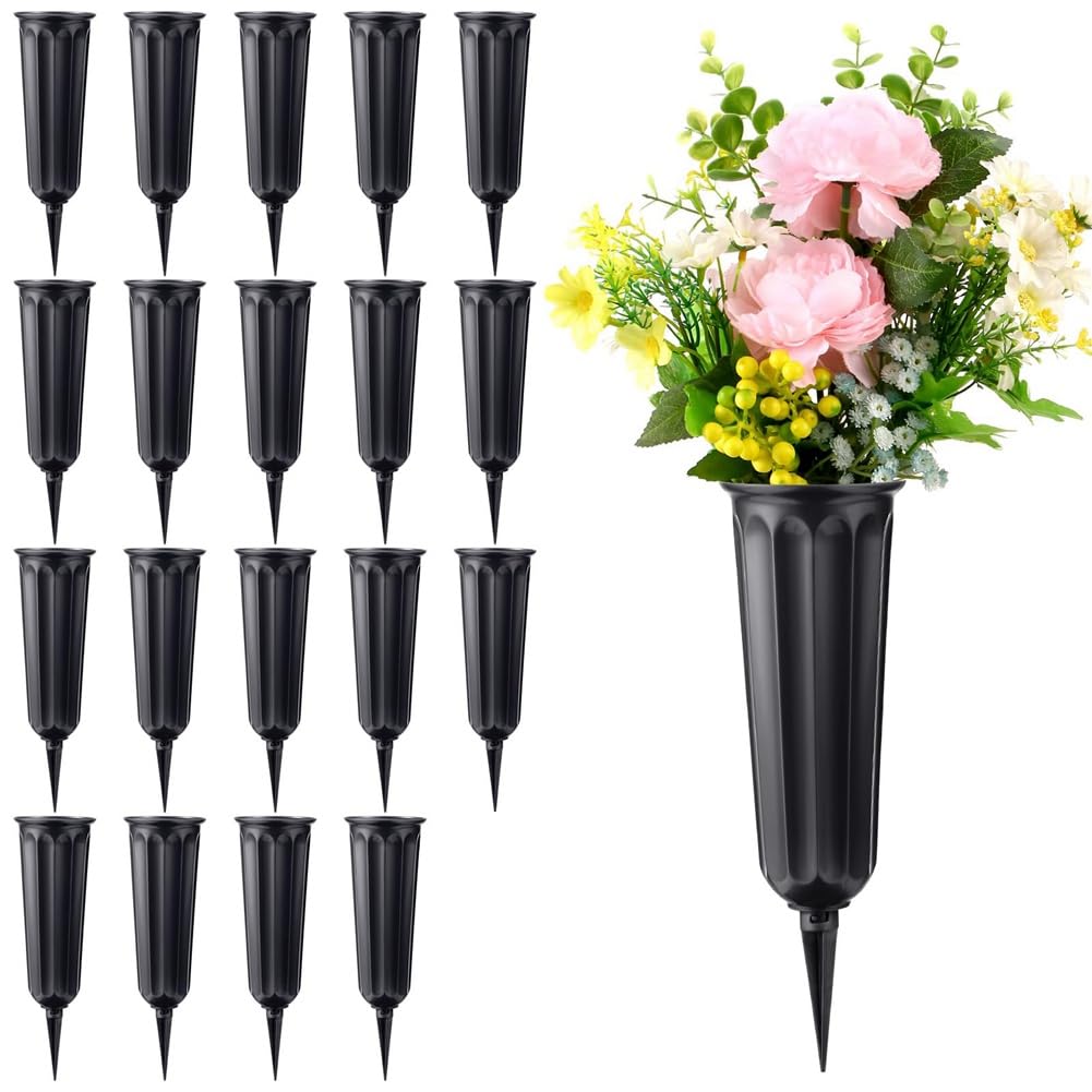 CTRLZS Cemetery Vases with Spikes, Plastic Vases for Flowers, Grave Decorations for Cemetery, 20 Pack