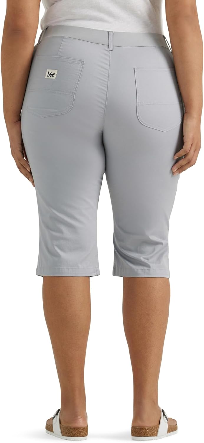 Lee Women's Plus Size Ultra Lux Comfort with Flex-to-Go Utility Skimmer Capri Pant Material Gray 22 Plus - Image 3
