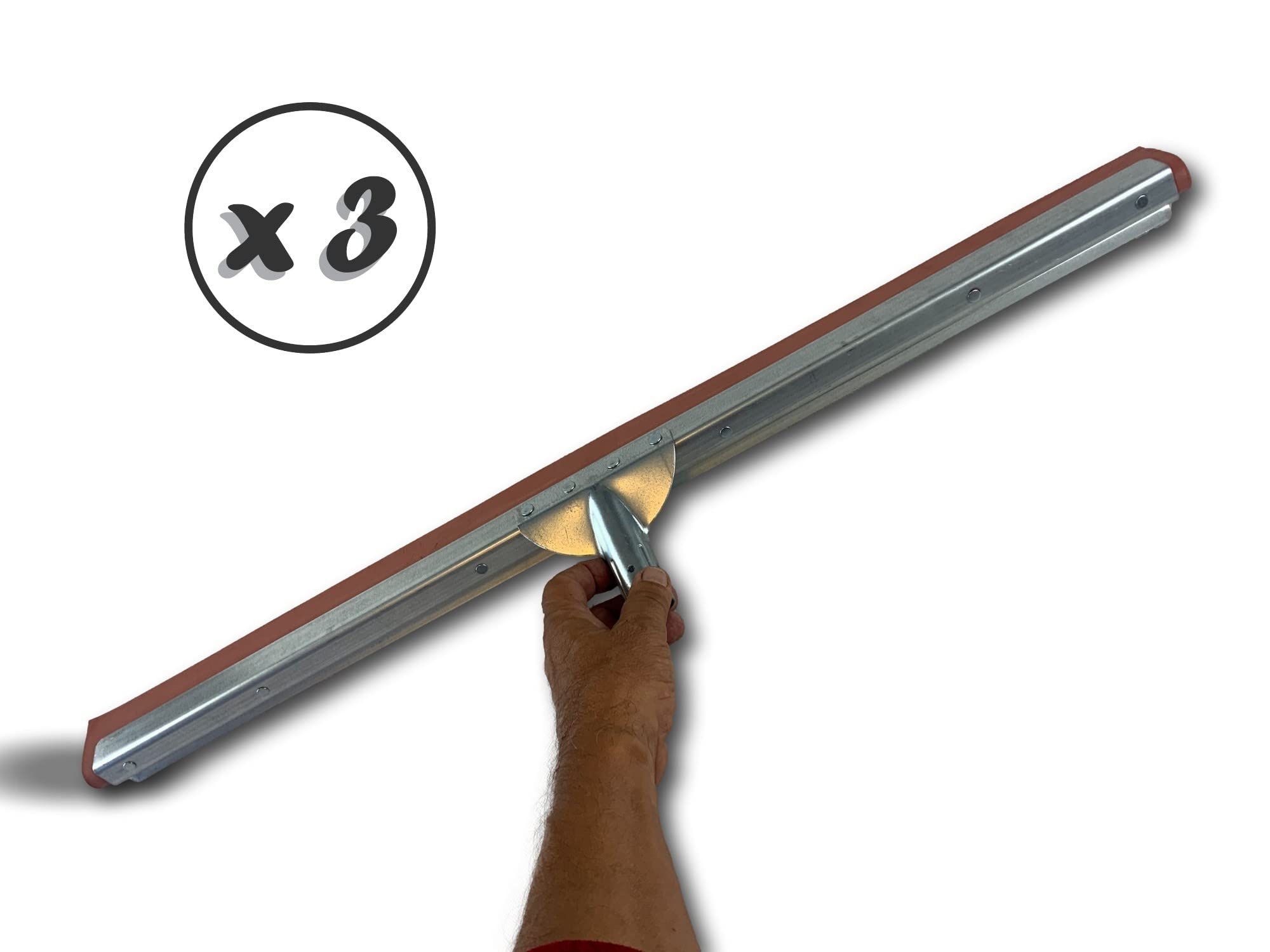 Szczotka do wycierania | Zestaw 3 | Wyciskacz wody do podłogi | Długość 75 cm | Wzmocniona guma neoprenowa czerwona | Bez rękawów | Odporne na zarysowania | Metalowe tulejki do uchwytu | Wytrzymałe | Kibros 1675x3