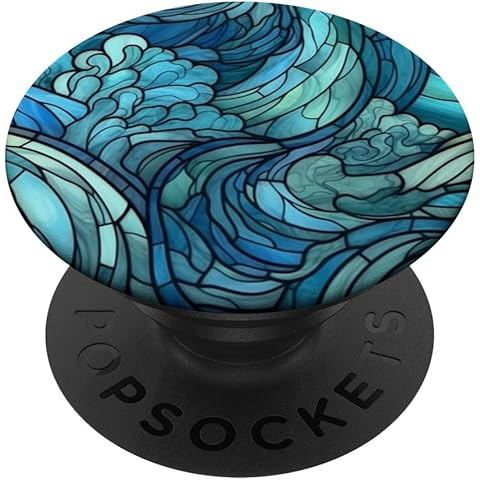 Stained Glass Ocean Wave PopSockets Adhesive PopGrip