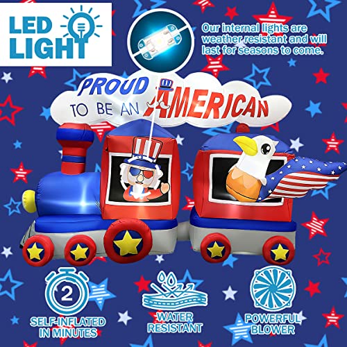 Blowout Fun 8 Ft Independence Day Inflatable Uncle Sam Sitting On Train With Eagle Decorations Patriotic 4Th Of July For Home Yard Lawn Garden Indoor Outdoor Memorial Day Decor #TOP3