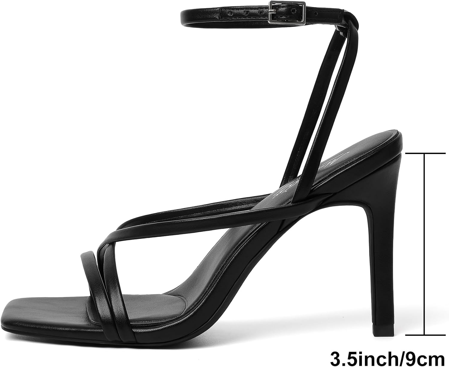 Mostrin Black Strappy Heels for Women Square Open Toe Lace Up Heeled Sandals Ankle Strap Sexy Stiletto High Heels for Party, Prom, Dating Size 10 - Image 4