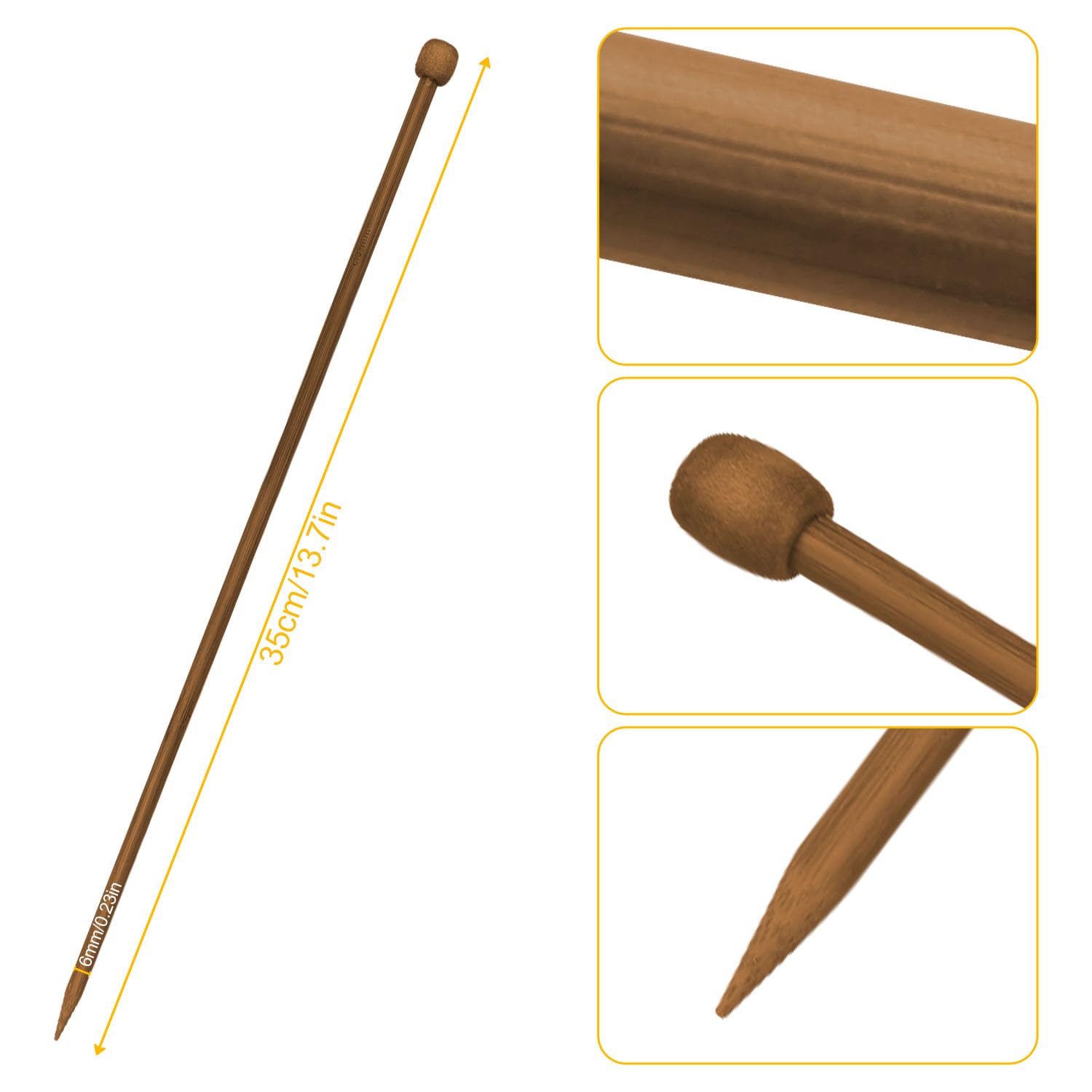 Fyearfly Ferri Da Maglia In Bambù Carbonizzato – Set Da 14 Pezzi – Misure Da 3 A 10 Mm – Per Maglioni, Sciarpe, Cappelli - 2