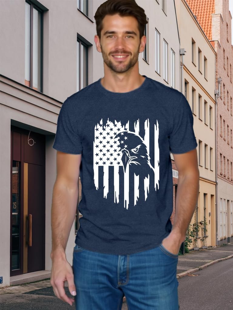 LBP American Flag Eagle Shirt Men's 1776 July Patriotic T Shirt 4th of July Tees USA Flag Shirt - Image 2