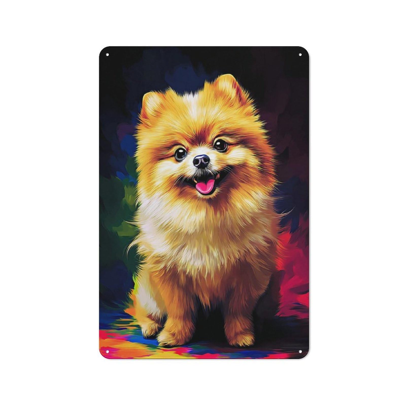 Junmoney Fluffy Pomeranian Portrait -1 Vintage Bistro Metal Sign 30X20cm, Bistro Wall Plaque For Takeaway, Bar, Kitchen Or Counter Area