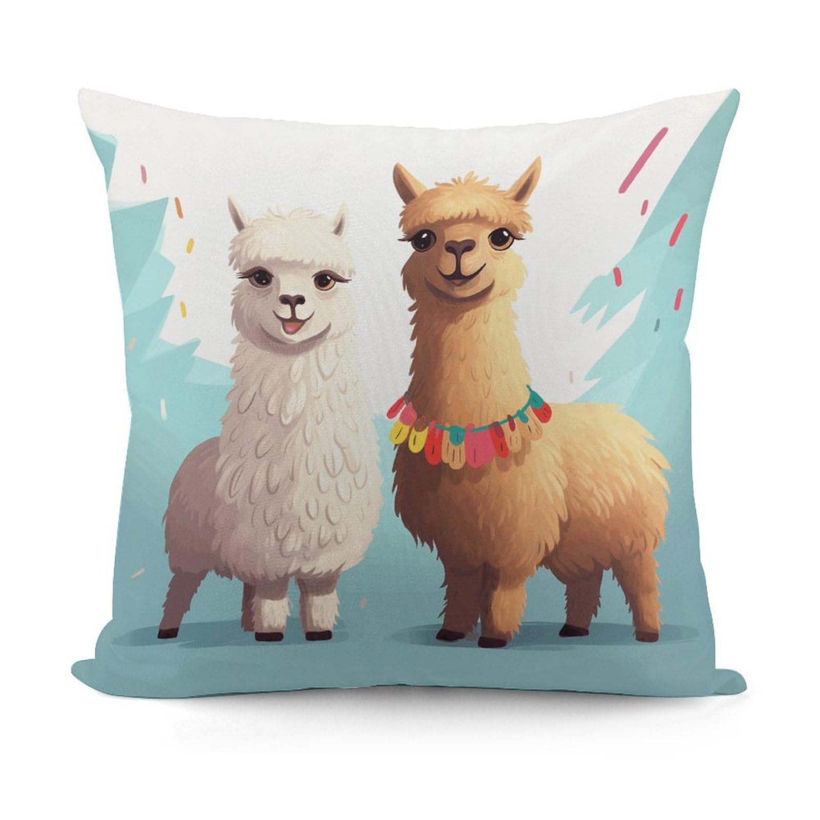 VstaDank Llama Alpaca Throw Pillow Covers Fade-Resistant Plush Pillow Case Cozy Square Cushion Case Removable Pillowcase Exquisite Pillow Shams Soft Pillow Protector 18"x18"