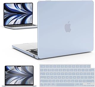 IBENZER Compatible with M2 2023 2022 MacBook Air 13 inch case, Model A2681, Hard Shell Case&Keyboard Cover&Screen Film for New M2 Mac Air 13.6 in with Touch ID, Sierra Blue, CA-AT13-KK-SIBL+2