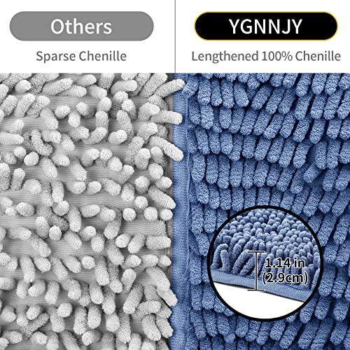 Ygnnjy Chenille Bathroom Rugs, Water Absorbent And Soft Plush Bath Mat Dry Fast Machine Washable Non-Slip Bath Rug For Tub, Shower, And Room (Blue, 16"×24") #TOP5