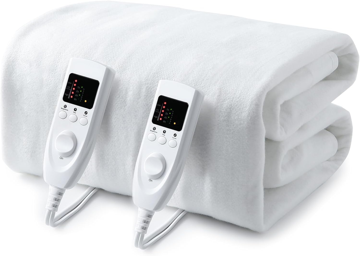 Electric Blanket King Size 165x137cm, White Soft Polyester Heated Underblanket with 5 Heat...