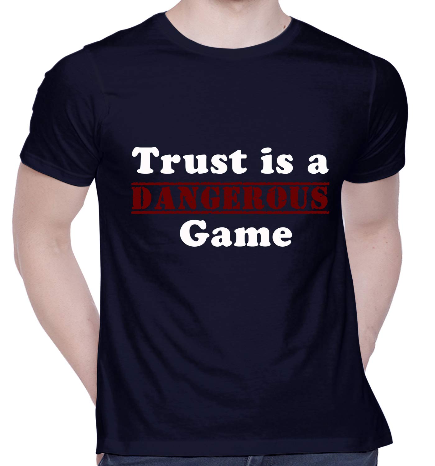 CreativiTGraphic Printed T-Shirt for Unisex Dangerous Game t Shirts Tshirt | Casual Half Sleeve Round Neck T-Shirt | 100% Cotton | D00318-10