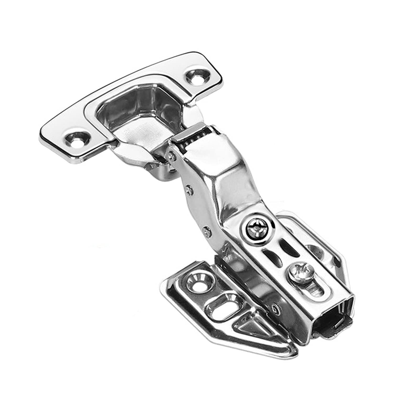 10 Pack-Cabinet Hinges, 100 Degree Soft Closing Full Overlay Door Hinge for Frameless Cabinets, Stainless Steel Nickel Plated Finish(Removable,No Overlay)
