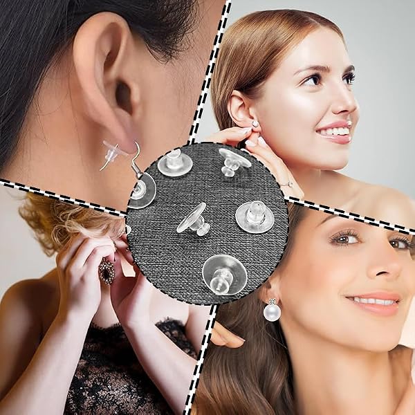 100 Pack Ohrring Stopper – Transparente Silikon Sicherheitskupplung – Hypoallergene Ersatz-Rücken für Ohrstecker & hängende Ohrringe - 5