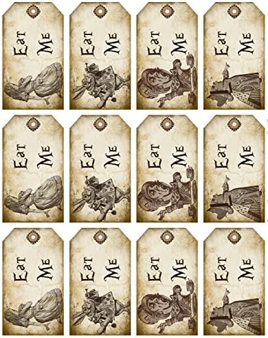 Chic Cottage Crafts Eat Me Alice In Wonderland Tags Labels - 12 Glossy Finish 4.5cm x 8cm Party Prop Decoration