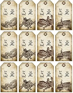 Chic Cottage Crafts Eat Me Alice In Wonderland Tags Labels - 12 Glossy Finish 4.5cm x 8cm Party Prop Decoration
