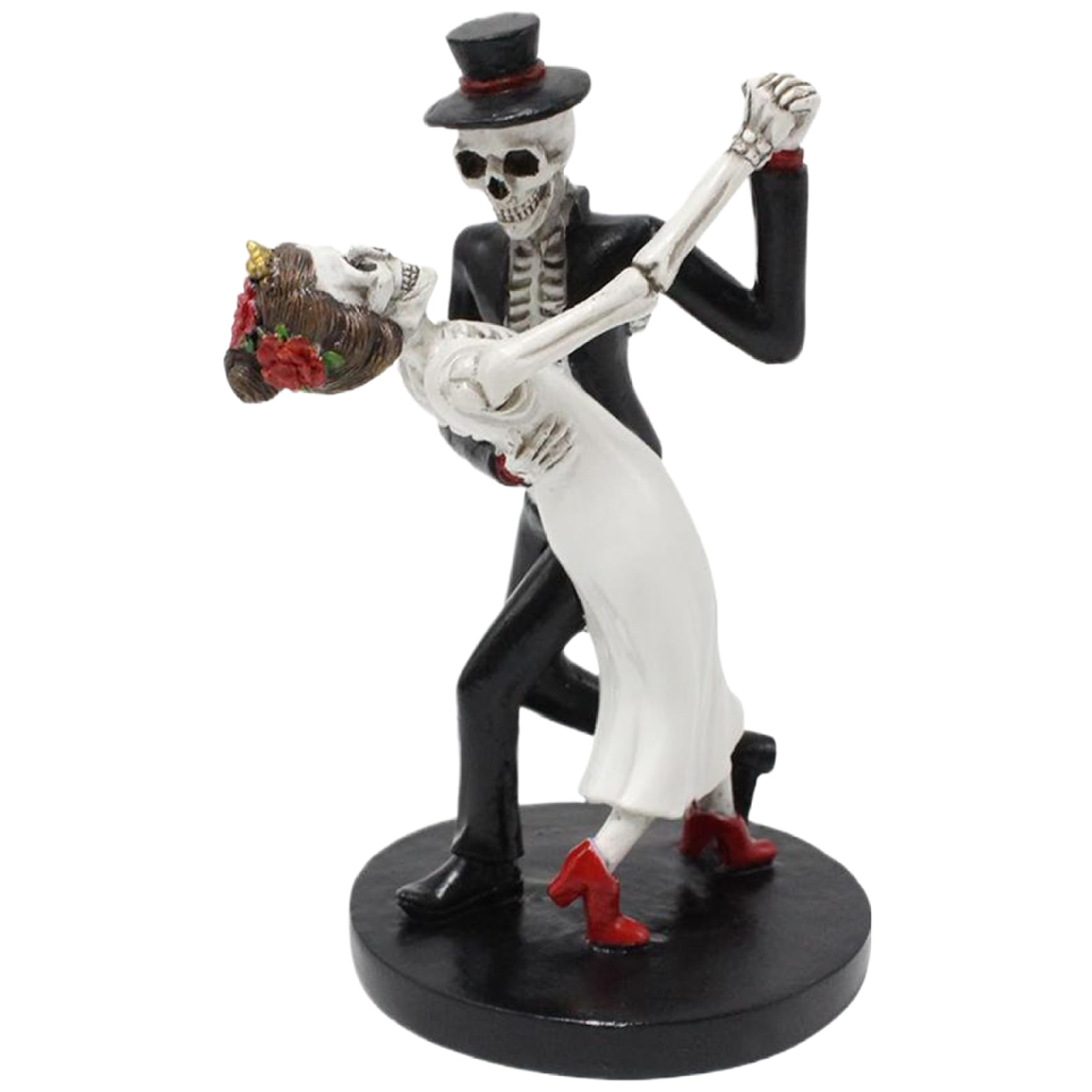 Wedhapy Dancing Skeleton Skeleton Couple Decor, Gothic Dancing Bride Groom Figurines for Halloween, Resin Decor Vintage Couple for Home Desk