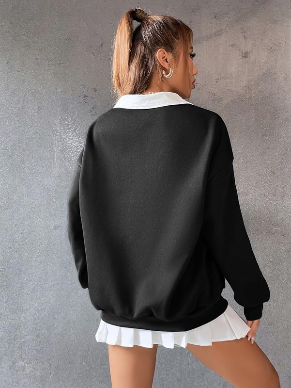 Image of Women Collar Button Hoodie /Sweatshirt | Polycotton Hoodies for Gym, Travel & Everyday Wear | Warm & Comfortable Casual Wear