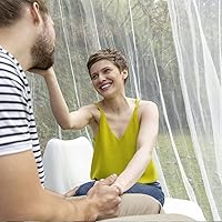 Vista 5 de Mosquitera de 4 Esquinas de Encaje de Princesa para Cama con Dosel, Malla de Tamaños Completos, Ropa de Cama Azul, Decoración del Hogar, Tiendas