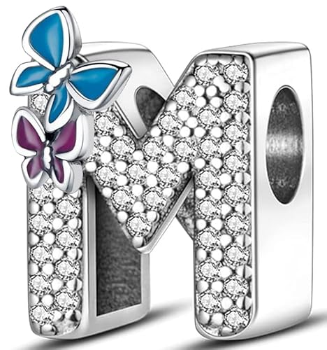 XWN Letra Charms Abalorios A-Z Alfabeto Colgante para mujer, plata de ley 925, compatible con pulseras y collares Pandora, compatible con pulseras europeas para mujeres y niñas