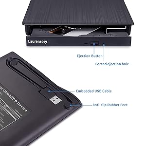 External DVD Drive USB 3.0 Type-C USB C Portable DVD Player for Laptop Disk Duplicator CD DVD +/-RW CD ROM Burner Writer CD/DVD Burner Reader Disk Drive for Laptop Desktop Windows Linux MacBook