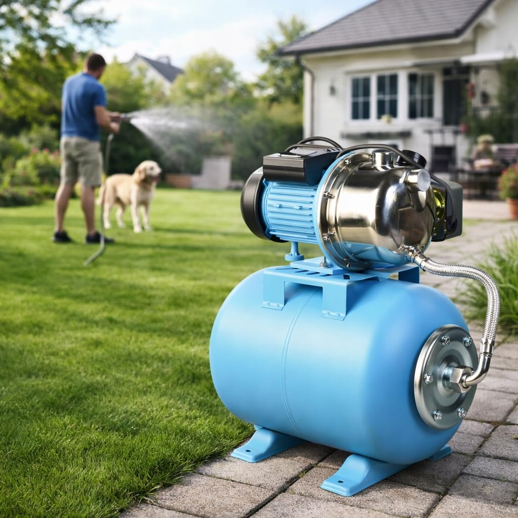 Hydrofor do Wody 24L ZESTAW HYDROFOROWY Pompa Hydroforowa INOX JX 1100 (1100 W, 3600 l/h, max. podnoszenie 50 m) Zbiornik Przeponowy 24 Litry Osprzęt WYDAJNY