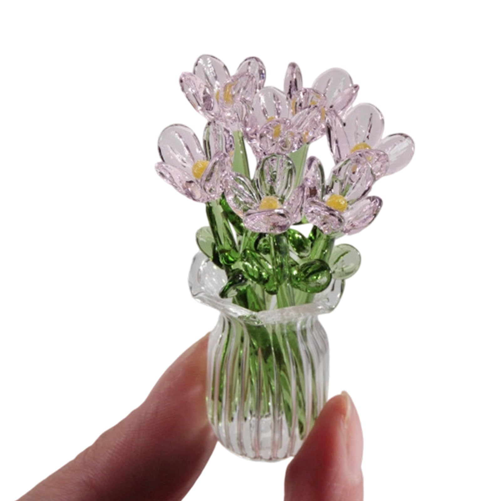 Glass Decorative Flowers Bouquet Handcraft Crystal Flower Statue Ornaments Simulation Flower Collectible Glass Blown Ornaments