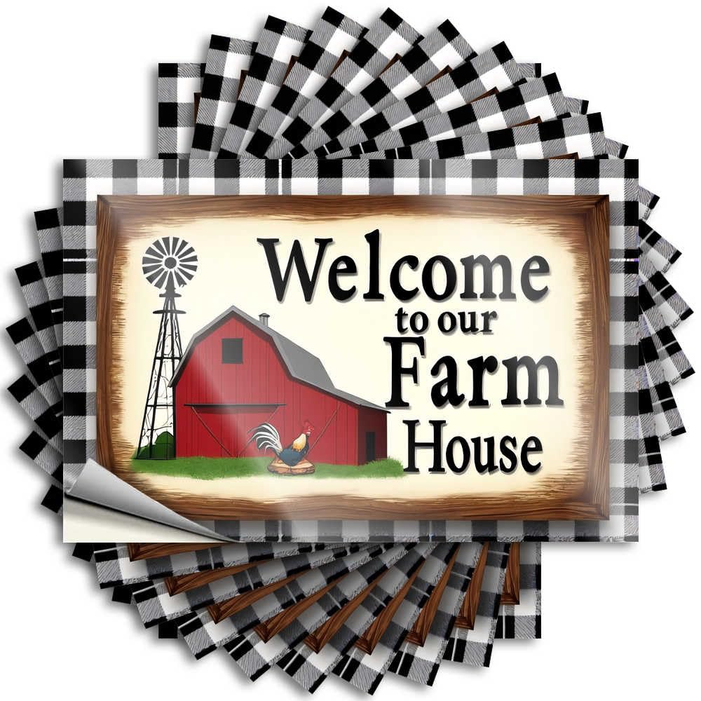 Welcome to Our Farmhouse: A Cozy Barn Scene Case Cool - Room Stuff Bumper Self Adhesive Sticker(6X9CM)