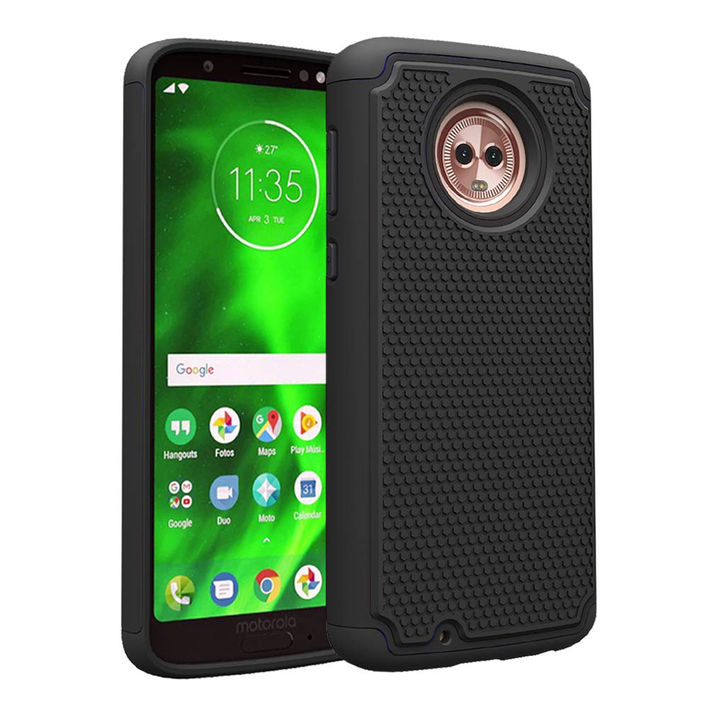 Phone Case For Motorola Moto G6 With Tempered Glass Screen Protector Cover And Cell Accessories Hard Protective Slim Rugged Silicone Motog6 G 6th Gen 6 6g Xt1925dl Xt1925 Xt1925 6 Moto6 Cases Black
