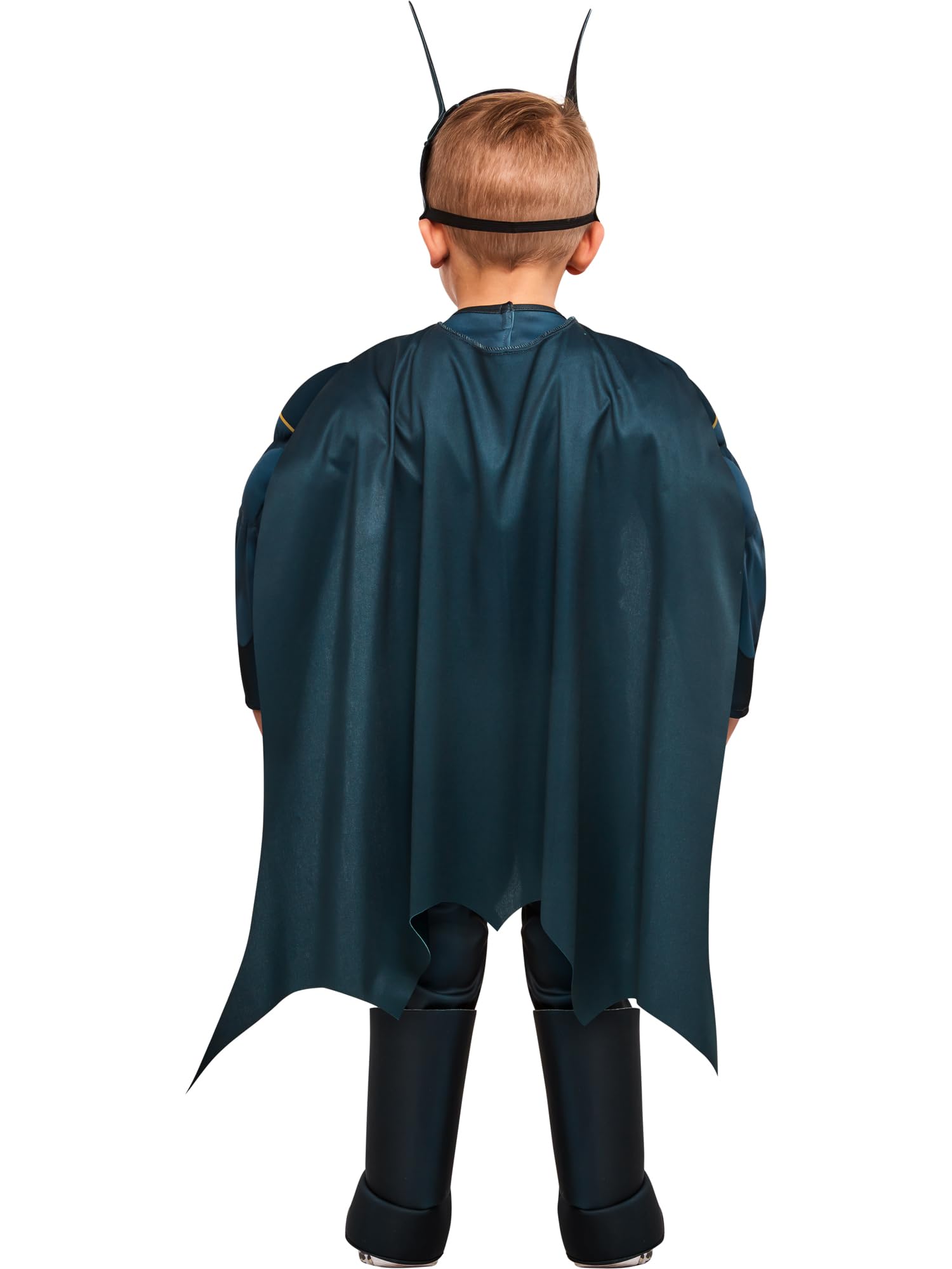Rubies kostium Batman DCP dla dzieci w wieku 2-3 lat, kombinezon z muskularną klatką piersiową, paskiem z nadrukiem i ochraniaczami. Oficer Warner na karnawał, Boże Narodzenie, Halloween, imprezy i