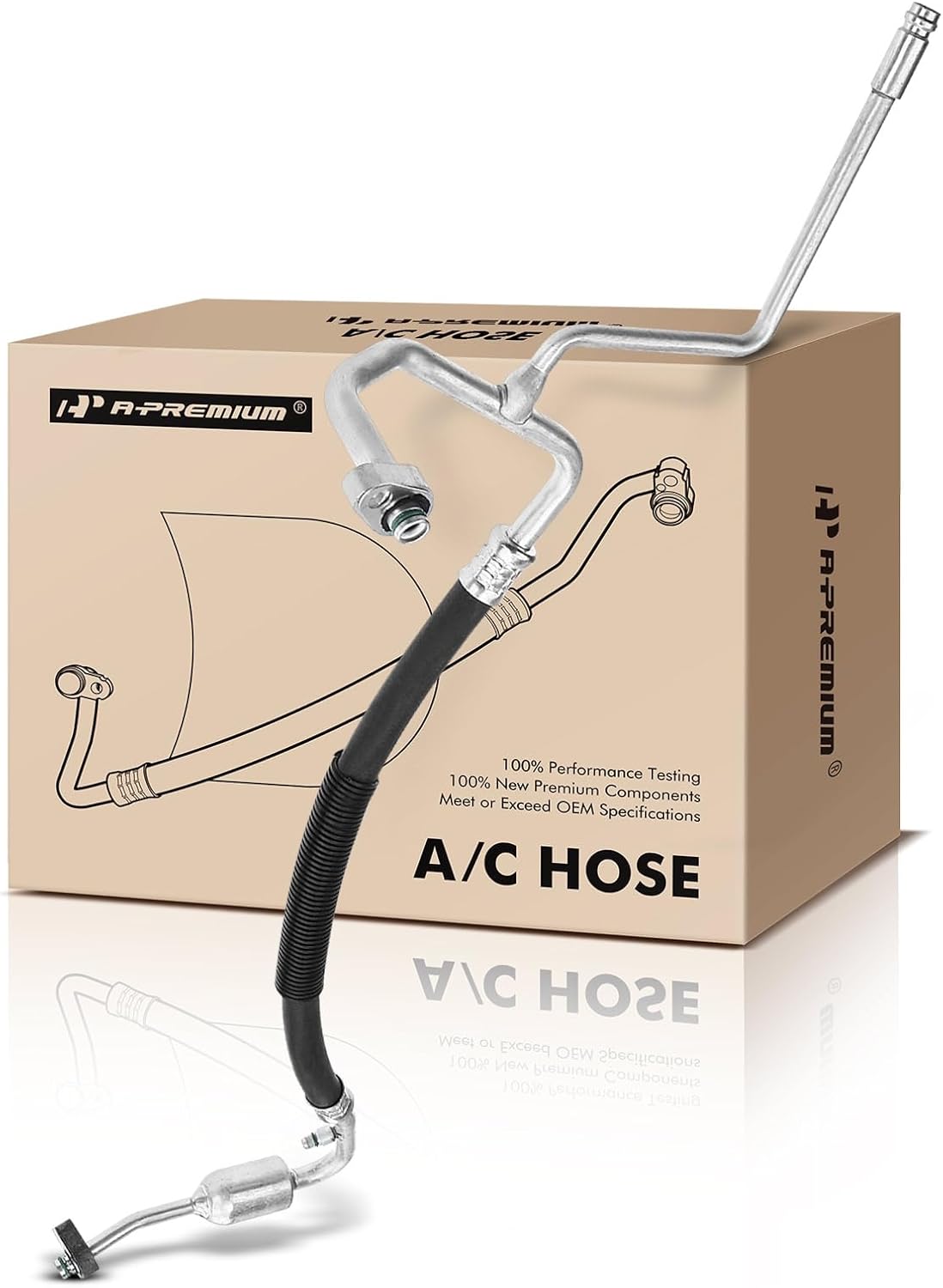 A-Premium A/C Discharge Line Hose Assembly Compatible with Ford F-250 Super Duty 2007-2010, F-350 Super Duty/F-450 Super Duty/F-550 Super Duty 2008-2010, 5.4L 6.8L, Compressor to Condenser