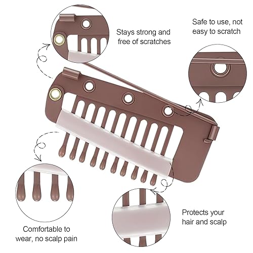 Miniatura 4 de Chunni Dupatta Clips con pasador de seguridad, 10 dientes fuerte agarre Chunni Pinza para el cabello, clip de peluca invisible, clips de ajuste para