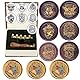 Hogwarts Siegelstempel Set, 7 Pcs Hogwarts Magische Wachssiegel Stempel Set und 1 Pcs Holzgriff, Vintage Wax Wachs Siegel Stempel Kit für Briefumschlag Postkartenetikett Hochzeitseinladung (7B)