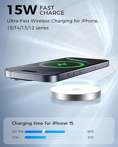 Miniatura 2 de NewQ Almohadilla de carga inalámbrica magnética, cargador inalámbrico certificado de 15 W Mag-Safe compatible con iPhone 1616 Plus16 Pro16 Pro